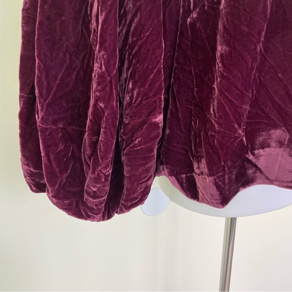Mare Mare Free People Piere Plum Crushed Velvet Puff Sleeve Off The Shoulder Top - Picture 4 of 10